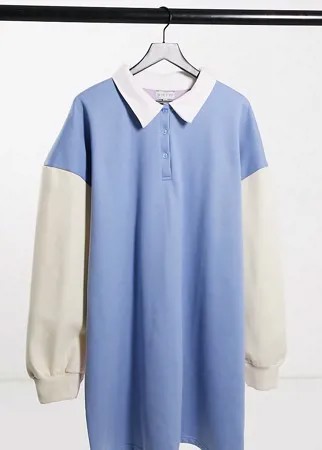 Многоцветная рубашка с контрастным воротником в стиле регби In The Style Plus x Olivia Bowen-Мульти