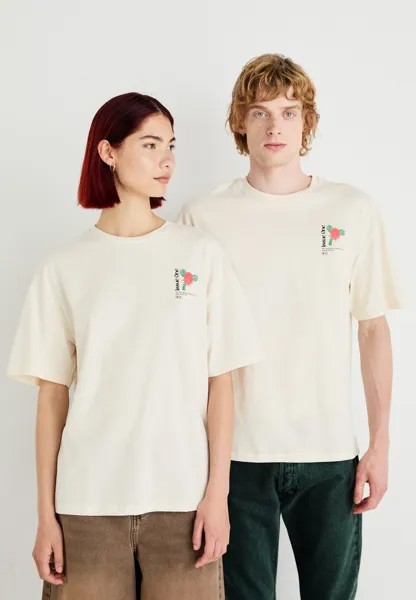 Футболка с принтом Jorred Cactus Tee Crew Neck Unisex Jack & Jones, сливочный