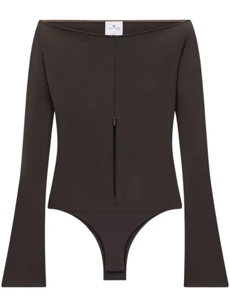 Боди на молнии с открытыми плечами Courrèges, коричневый