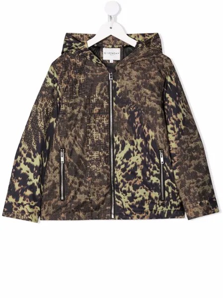 Givenchy Kids куртка с капюшоном и леопардовым принтом