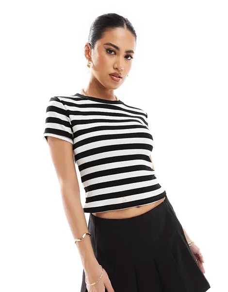 River Island – Футболка приталенного кроя в черно-белую полоску