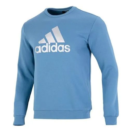 Толстовка Men's adidas Mh Crew Swt Athleisure Casual Sports Logo Round Neck Autumn Sky Blue, синий