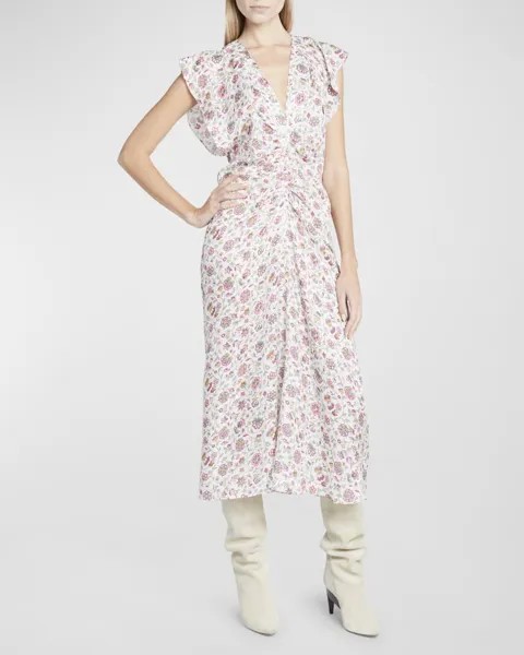Платье миди Lyndsay с цветочным принтом и сборками Isabel Marant