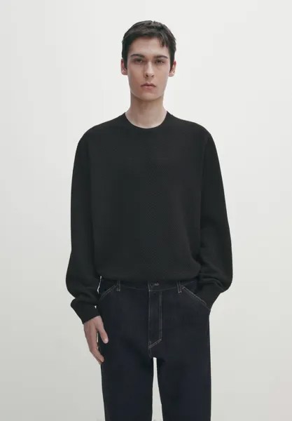 Свитер Crew Neck Massimo Dutti, черный