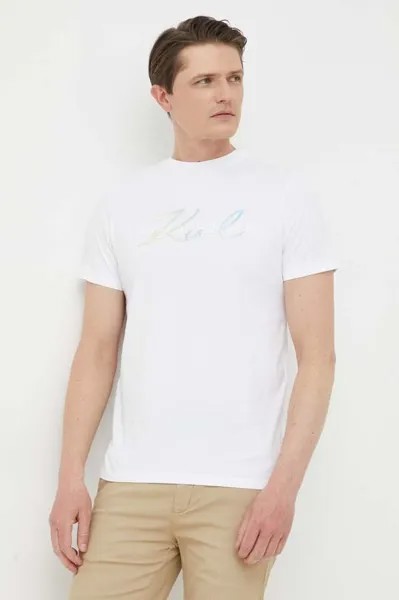 Хлопковая футболка Karl Lagerfeld, белый