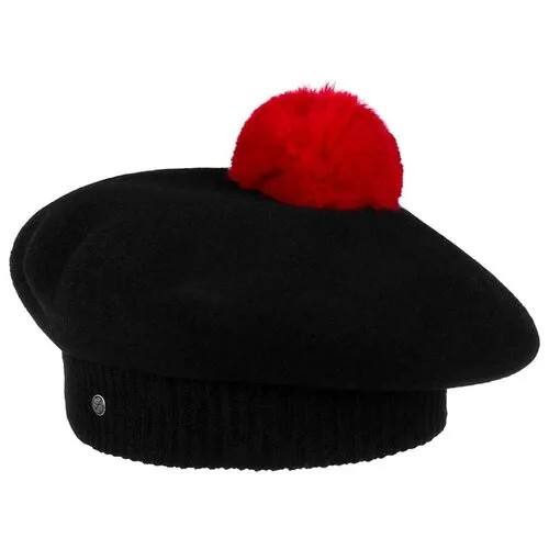 Берет LAULHERE арт. PETIT POMPON (черный / красный), размер UNI