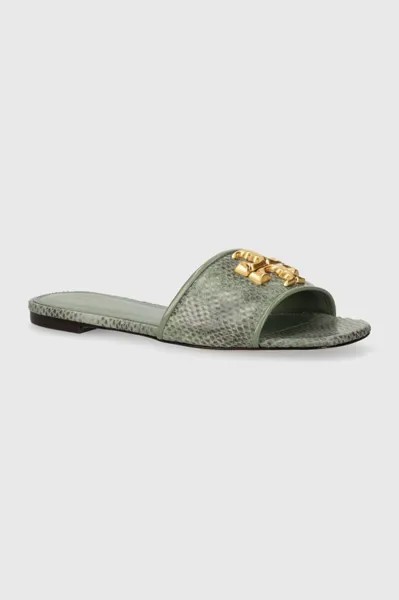 Кожаные тапочки Eleanor Slide Tory Burch, зеленый
