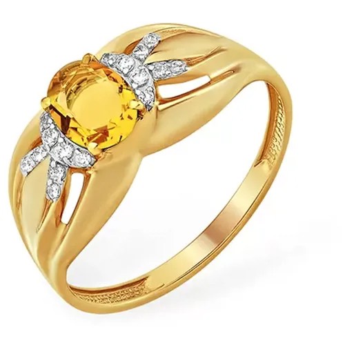Кольцо АЙМИЛА, красное золото, 585 проба, цитрин, размер 17.5, золотой, желтый