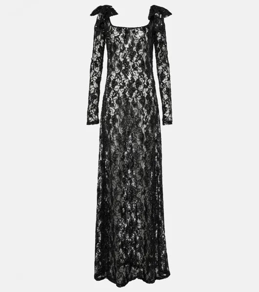 Кружевное платье с бантом Nina Ricci, черный