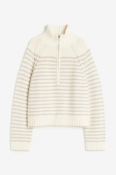 Свитер H&M Half-zip, кремовый/бежевый