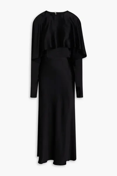 Платье миди из атласного крепа с эффектом кейпа Matériel, черный