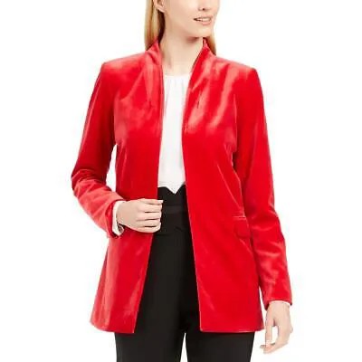 Женский красный бархатный пиджак с открытым передом Calvin Klein Petites 2P BHFO 6238