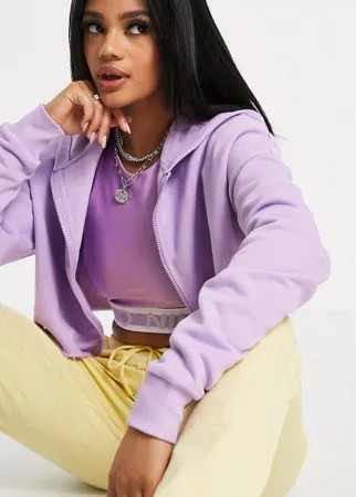 Сиреневый суперукороченный худи на сквозной молнии ASOS DESIGN-Белый