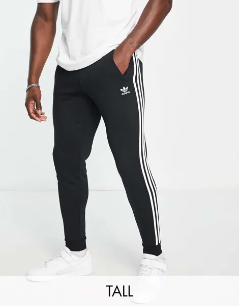 Черные джоггеры узкого кроя с 3 полосками adidas Originals Adicolor Tall