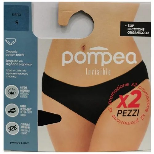 POMPEA Трусы женские SLIP с хлопком, черный, размер L, 2 шт