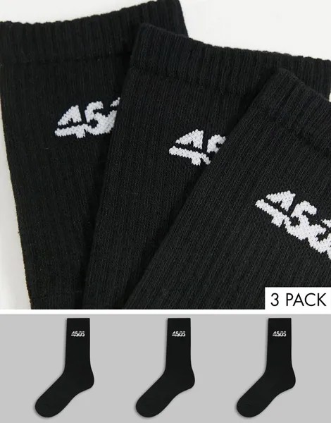 Набор из 3 пар спортивных носков с антибактериальной обработкой ASOS 4505-Черный цвет