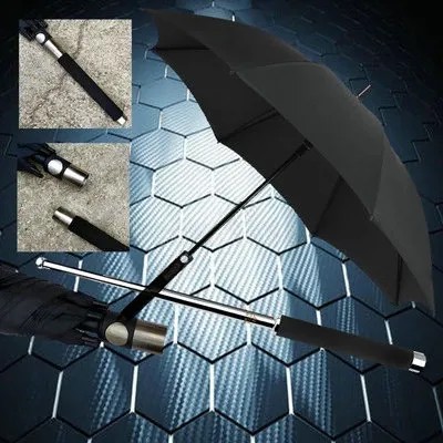 Металлический многофункциональный зонт для самообороны, 21/26 дюйма, защитный зонт для трекинга, инструмент для походов и кемпинга на открытом воздухе, зонт с длинной ручкой