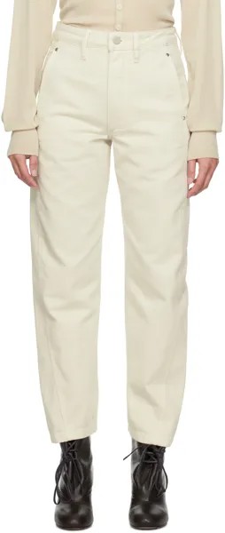 Бело-белые перекрученные джинсы LEMAIRE