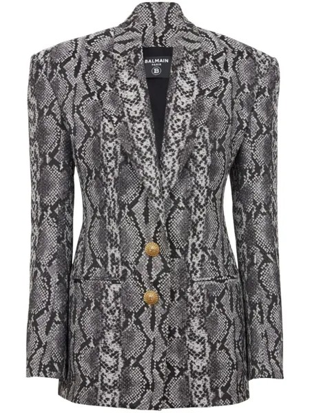 Balmain пиджак 2-Button со змеиным принтом, серый