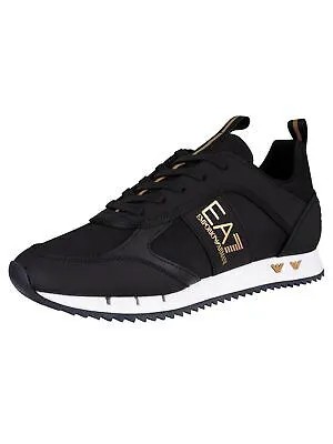 Мужские синтетические кроссовки EA7 с боковым логотипом, черные