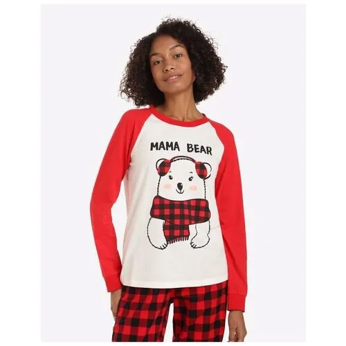 Пижамный лонгслив с принтом Mama bear Gloria Jeans