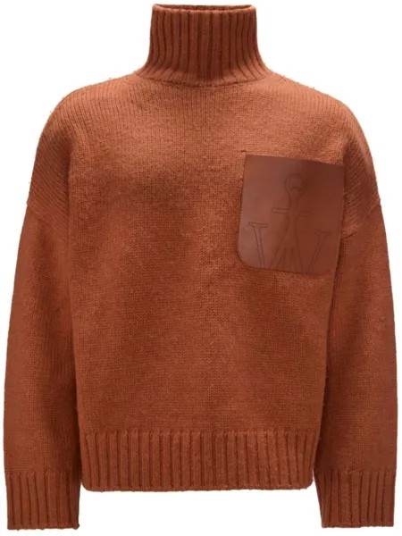 JW Anderson джемпер с приспущенными плечами и логотипом Anchor, коричневый