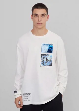 Белый лонгслив Bershka