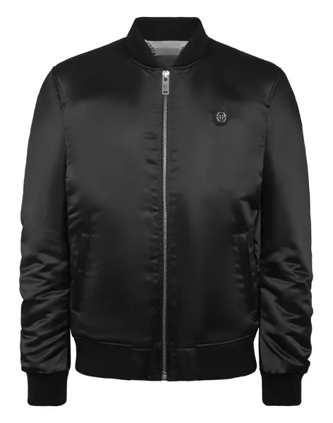Атласный бомбер с черепом Philipp Plein, черный
