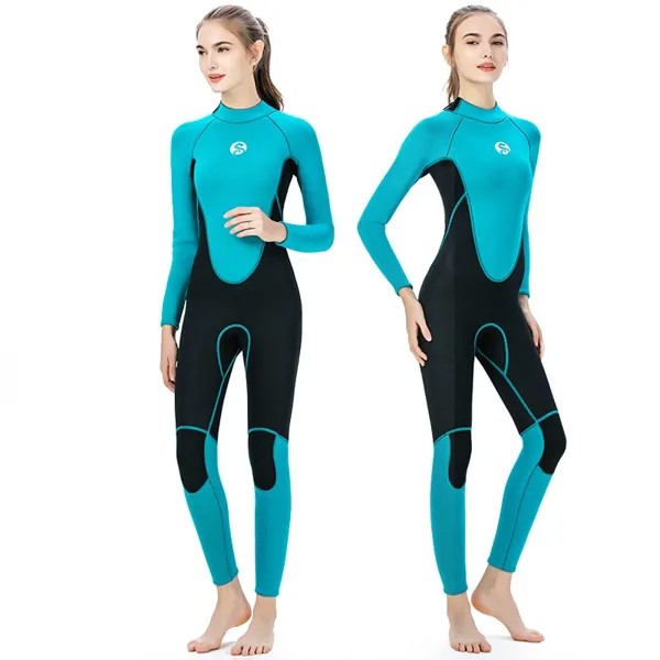 Цельный гидрокостюм с длинным рукавом 3 мм, женский теплый водонепроницаемый неопреновый гидрокостюм, Высокоэластичный солнцезащитный купальник для подводного плавания