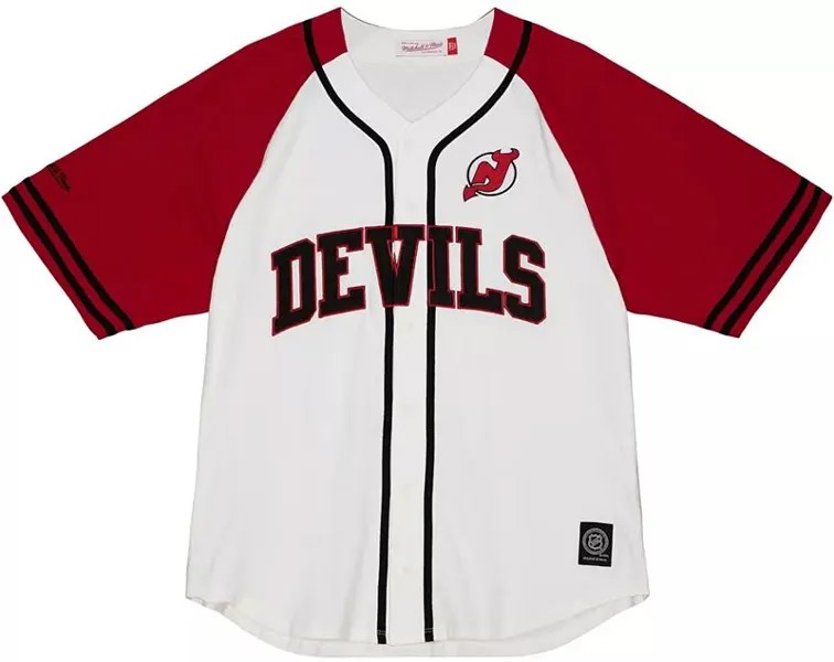 Белая бейсбольная майка Mitchell & Ness New Jersey Devils