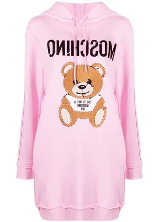 Moschino платье-худи с вышивкой Teddy Bear