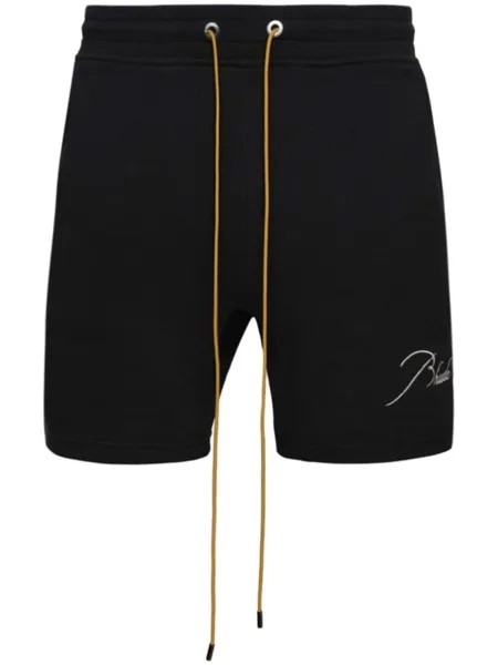 RHUDE спортивные шорты с вышитым логотипом, черный