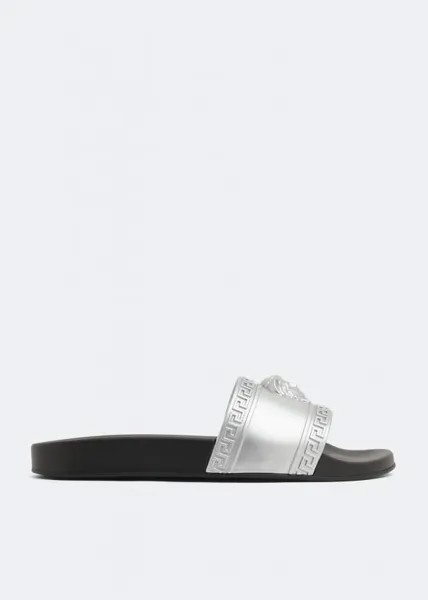 Шлепанцы VERSACE Medusa rubber slides, серебряный
