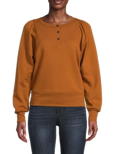 Толстовка Madewell Henley с пышными рукавами, tan