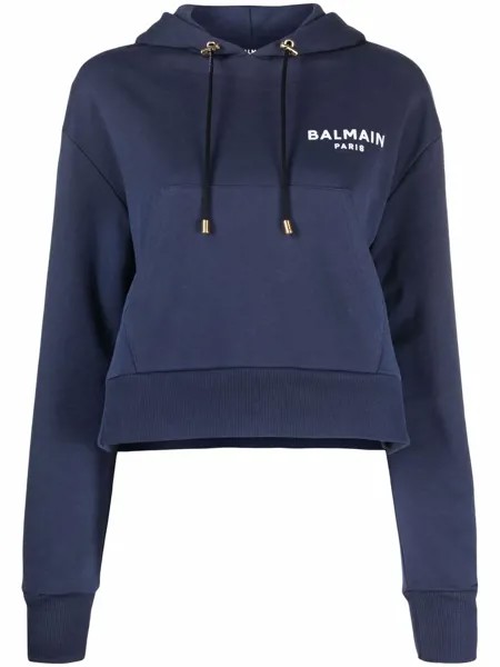 Balmain укороченное худи с логотипом