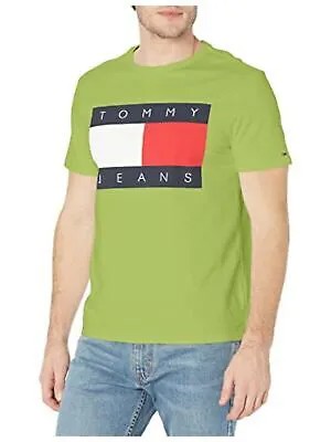 TOMMY JEANS Мужская зеленая легкая классическая футболка с короткими рукавами и логотипом M