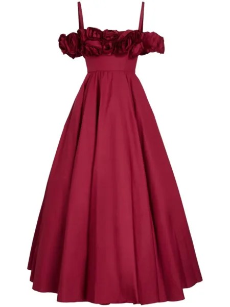 Платье с бюстье и цветочной аппликацией Giambattista Valli, красный