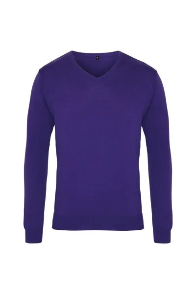 Вязаный свитер с V-образным вырезом Premier, фиолетовый