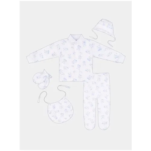 Комплект одежды  Утенок для мальчиков, нагрудник и чепчик и распашонка и рукавицы и ползунки, повседневный стиль, манжеты, размер 62, голубой