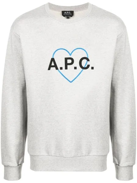 A.P.C. толстовка Jules с логотипом, серый