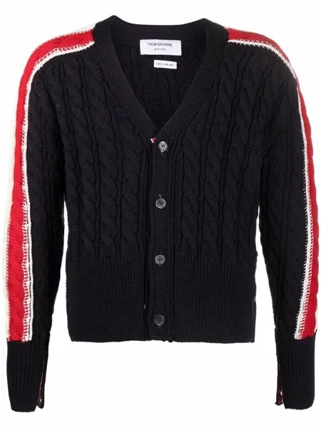 Thom Browne кардиган фактурной вязки с полосками RWB