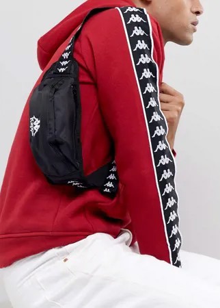 Черная сумка-кошелек на пояс с логотипом на ленте Kappa Authentic Anais-Черный
