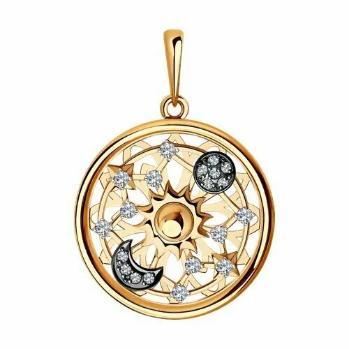 Подвеска GOLD CENTER, красное золото, 585 проба, фианит