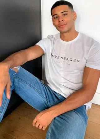 Серая футболка с эффектом отбеливания Burton Menswear Copenhagen-Серый