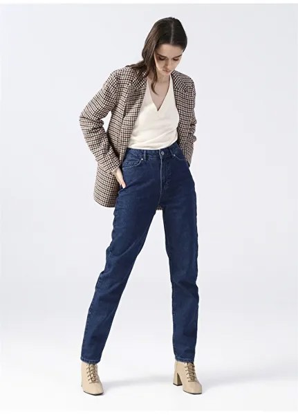 Женские джинсовые брюки цвета индиго с завышенной талией Mom fit Fabrika