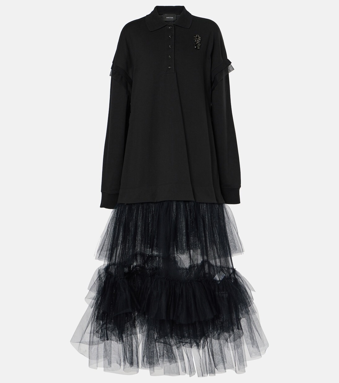 Платье-Поло из хлопкового джерси Simone Rocha, черный
