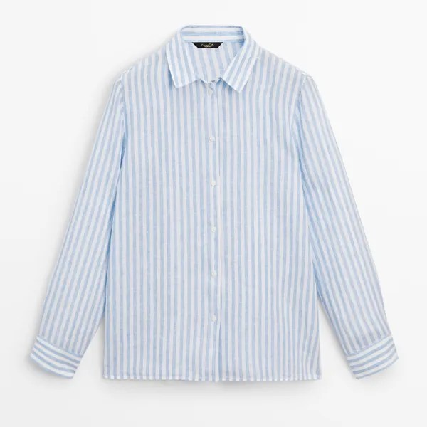 Рубашка Massimo Dutti 100% Linen Striped, синий