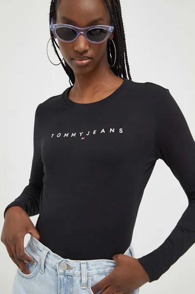 Лонгслив из хлопка Tommy Jeans, черный