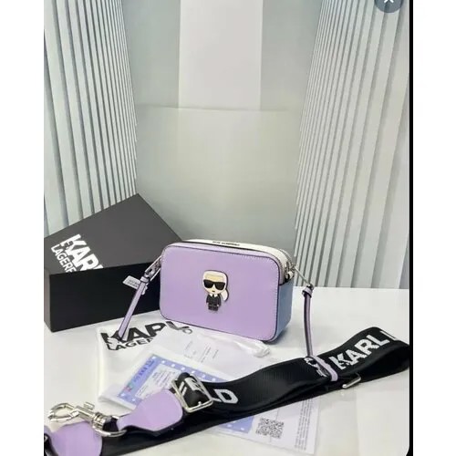 Сумка кросс-боди Karl Lagerfeld, фактура рельефная, гладкая, матовая, фиолетовый