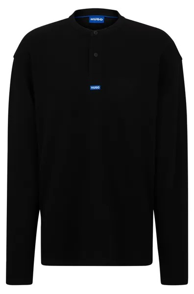Лонгслив Hugo Henley With Blue Logo, черный